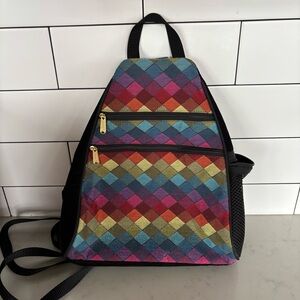 Danny K. Multicolor Geometric Design Backpack